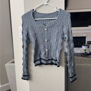 SHEIN Blue V-Neck Sweater